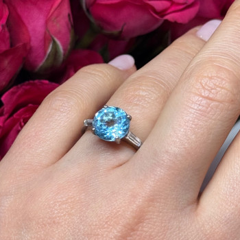 925 Sterling Silver Topaz & Beryl Ring Size 6