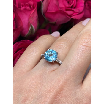 925 Sterling Silver Topaz & Beryl Ring Size 6