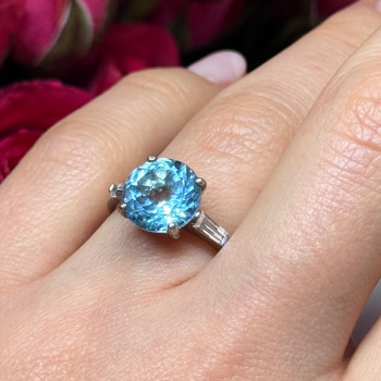 925 Sterling Silver Topaz & Beryl Ring Size 6