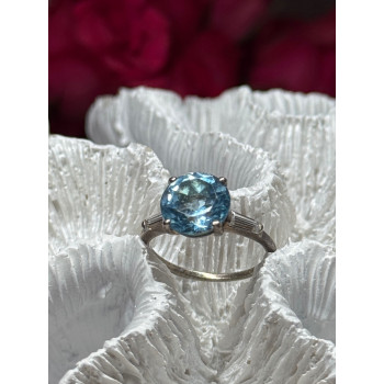 925 Sterling Silver Topaz & Beryl Ring Size 6