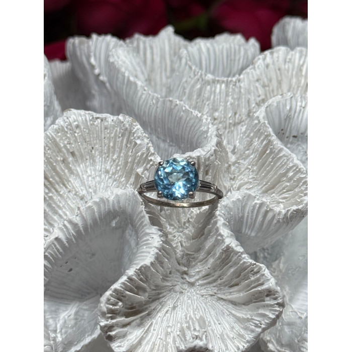 925 Sterling Silver Topaz & Beryl Ring Size 6