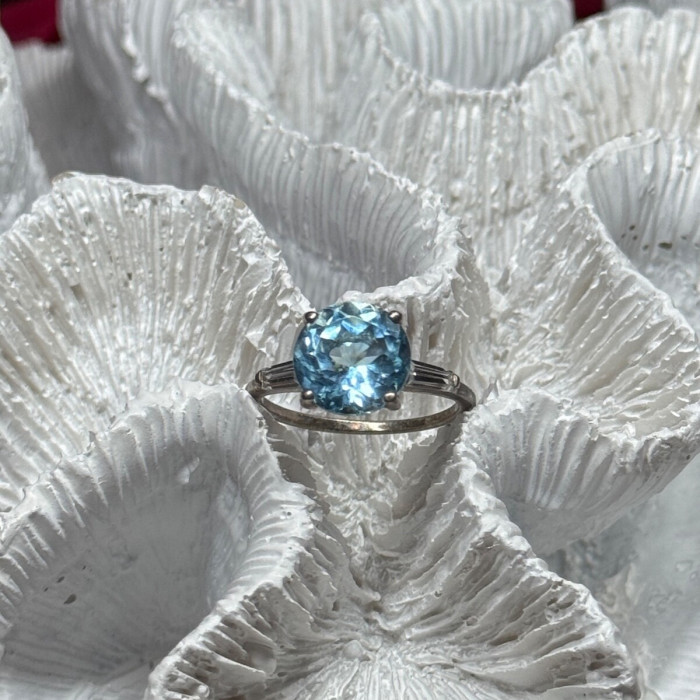 925 Sterling Silver Topaz & Beryl Ring Size 6