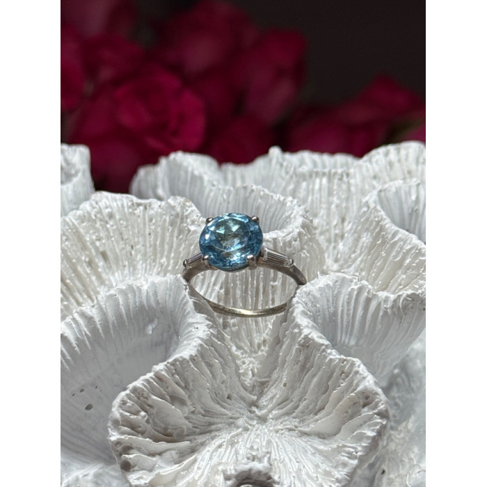 925 Sterling Silver Topaz & Beryl Ring Size 6