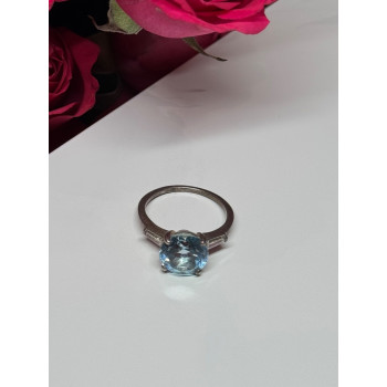 925 Sterling Silver Topaz & Beryl Ring Size 6