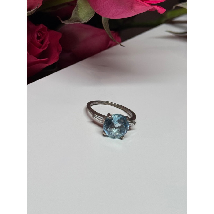 925 Sterling Silver Topaz & Beryl Ring Size 6
