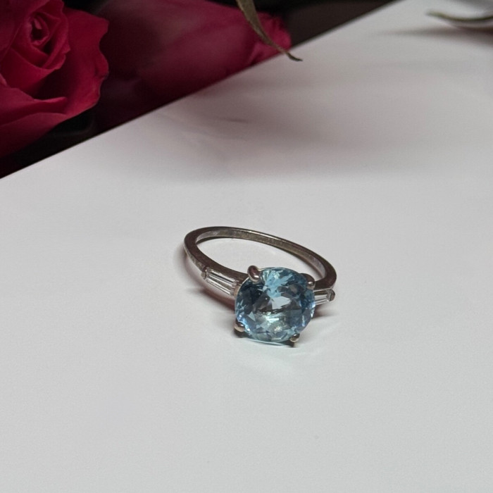 925 Sterling Silver Topaz & Beryl Ring Size 6