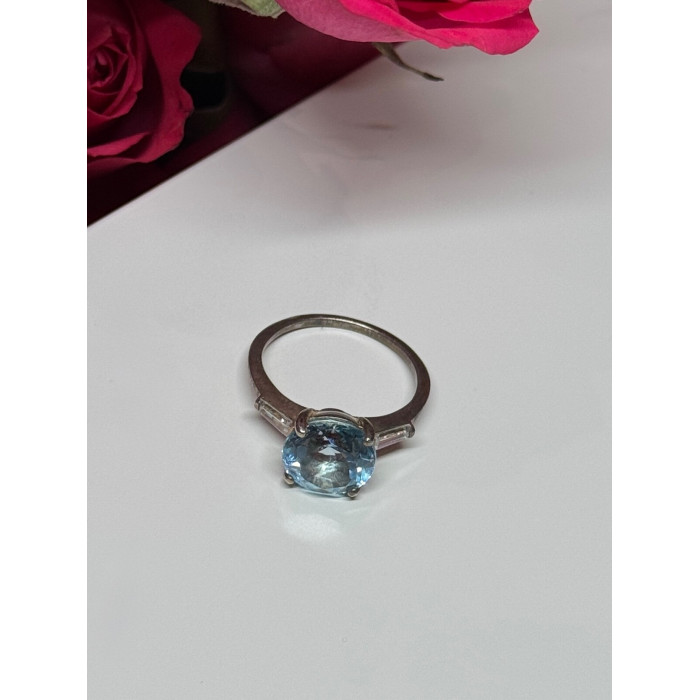 925 Sterling Silver Topaz & Beryl Ring Size 6