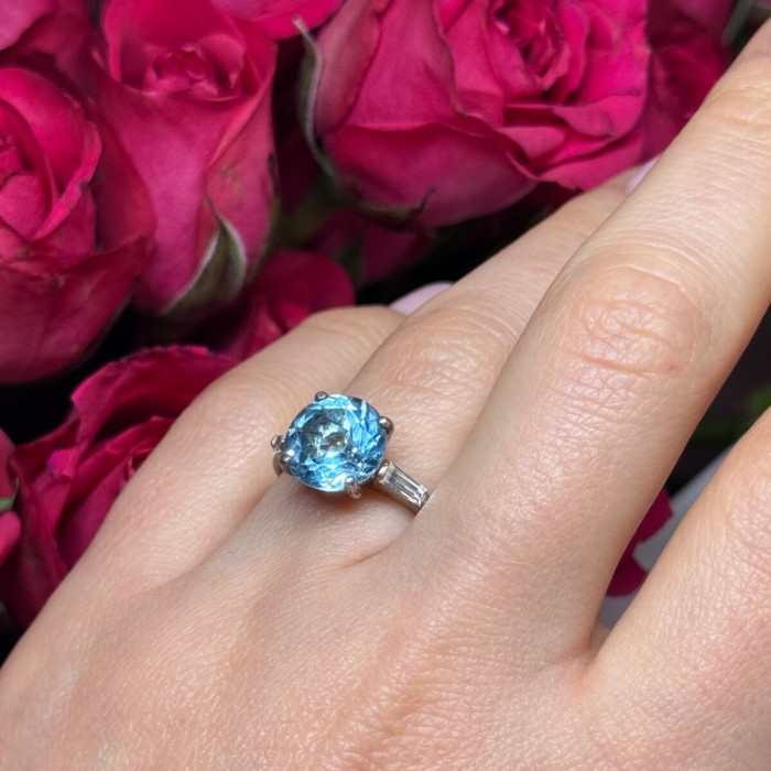925 Sterling Silver Topaz & Beryl Ring Size 6