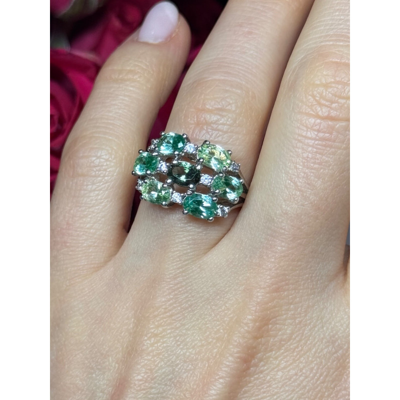 925 Sterling Silver Spinel & CZ Ring Size 6