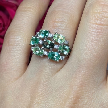 925 Sterling Silver Spinel & CZ Ring Size 6