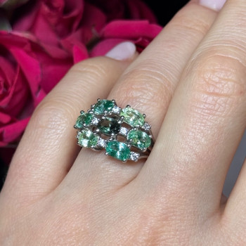 925 Sterling Silver Spinel & CZ Ring Size 6
