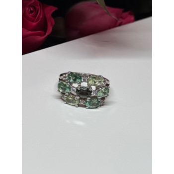 925 Sterling Silver Spinel & CZ Ring Size 6