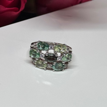 925 Sterling Silver Spinel & CZ Ring Size 6