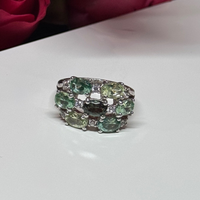 925 Sterling Silver Spinel & CZ Ring Size 6