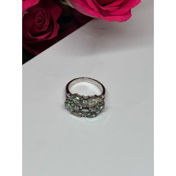 925 Sterling Silver Spinel & CZ Ring Size 6