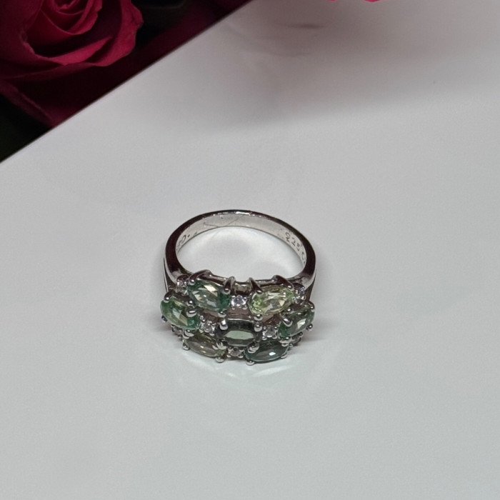925 Sterling Silver Spinel & CZ Ring Size 6