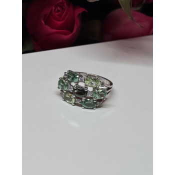 925 Sterling Silver Spinel & CZ Ring Size 6