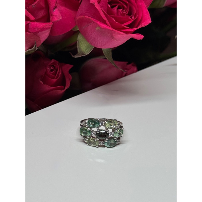 925 Sterling Silver Spinel & CZ Ring Size 6