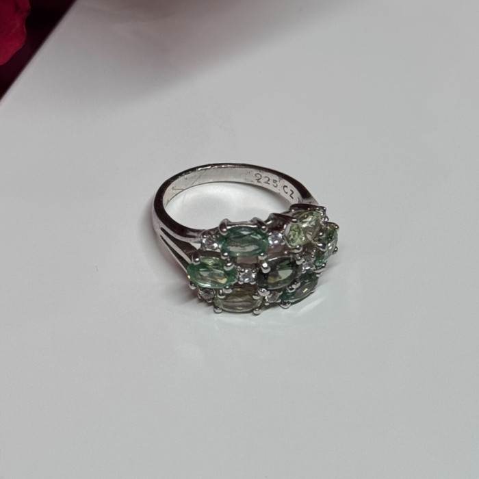 925 Sterling Silver Spinel & CZ Ring Size 6