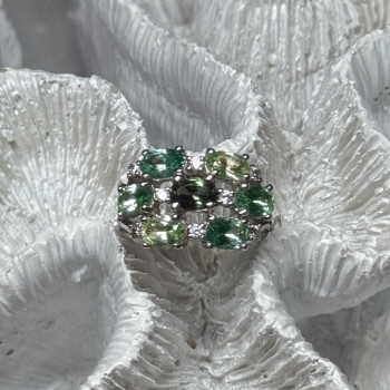 925 Sterling Silver Spinel & CZ Ring Size 6