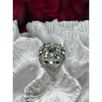 925 Sterling Silver Spinel & CZ Ring Size 6