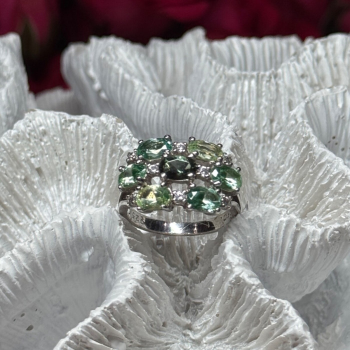 925 Sterling Silver Spinel & CZ Ring Size 6
