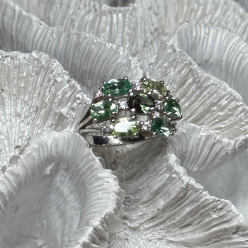 925 Sterling Silver Spinel & CZ Ring Size 6