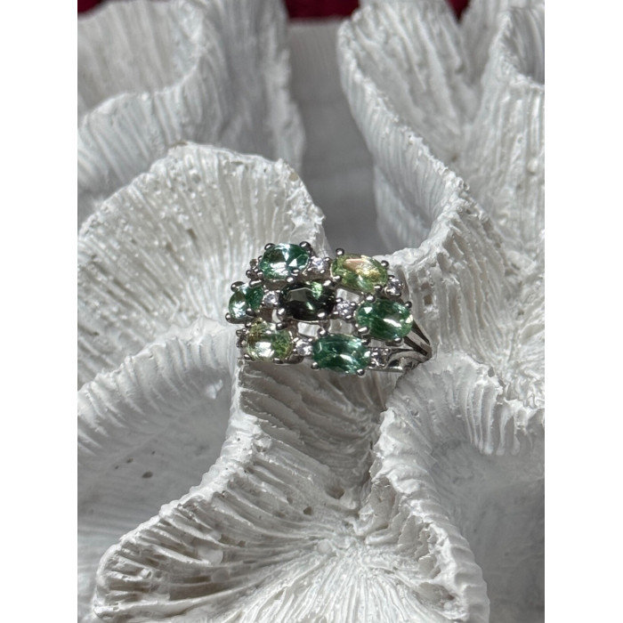 925 Sterling Silver Spinel & CZ Ring Size 6