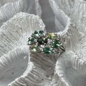 925 Sterling Silver Spinel & CZ Ring Size 6
