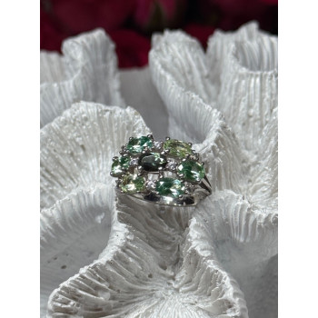 925 Sterling Silver Spinel & CZ Ring Size 6