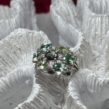 925 Sterling Silver Spinel & CZ Ring Size 6