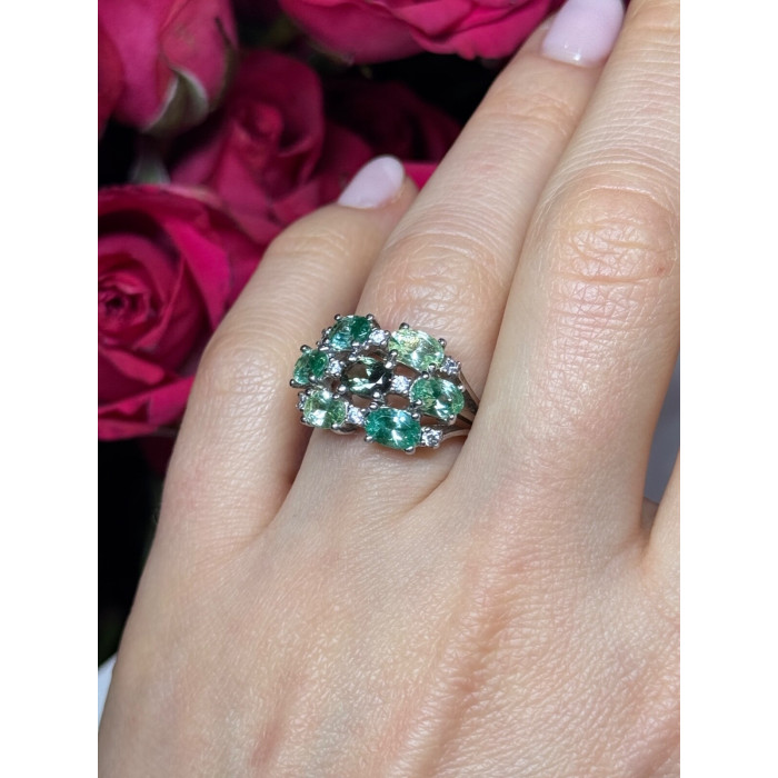 925 Sterling Silver Spinel & CZ Ring Size 6