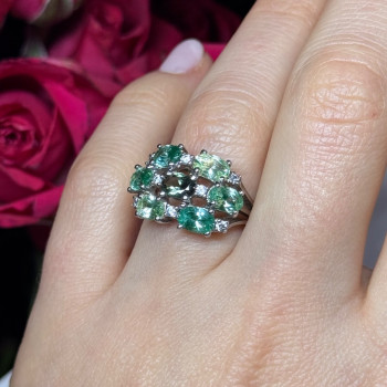 925 Sterling Silver Spinel & CZ Ring Size 6