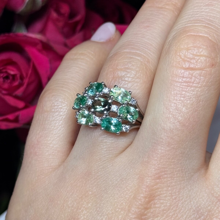 925 Sterling Silver Spinel & CZ Ring Size 6