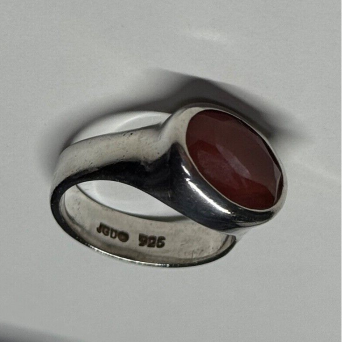 Vintage 925 Sterling Silver Agate Ring Size 7