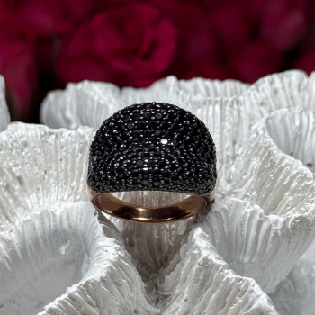 925 Sterling Silver Gold Plated Black Spinel Ring Size 8.5