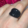 925 Sterling Silver Gold Plated Black Spinel Ring Size 8.5