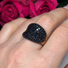 925 Sterling Silver Gold Plated Black Spinel Ring Size 8.5