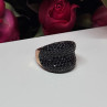 925 Sterling Silver Gold Plated Black Spinel Ring Size 8.5