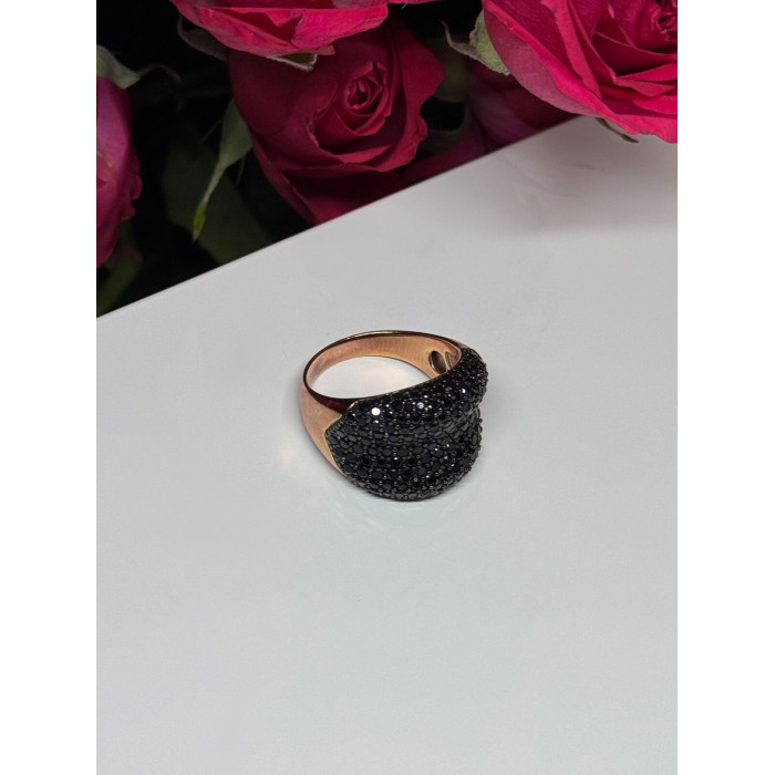 925 Sterling Silver Gold Plated Black Spinel Ring Size 8.5