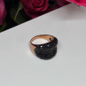 925 Sterling Silver Gold Plated Black Spinel Ring Size 8.5