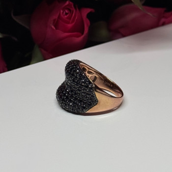 925 Sterling Silver Gold Plated Black Spinel Ring Size 8.5