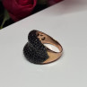 925 Sterling Silver Gold Plated Black Spinel Ring Size 8.5