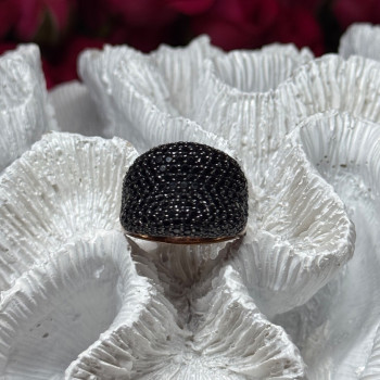 925 Sterling Silver Gold Plated Black Spinel Ring Size 8.5