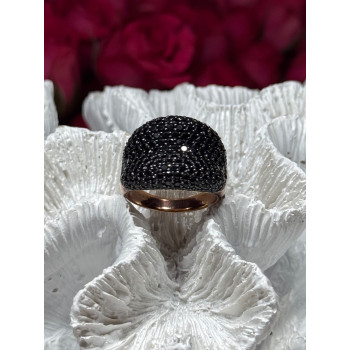 925 Sterling Silver Gold Plated Black Spinel Ring Size 8.5