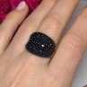925 Sterling Silver Gold Plated Black Spinel Ring Size 8.5