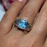 925 Sterling Silver CZ & Marcasite Ring Size 6