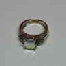 925 Sterling Silver CZ & Marcasite Ring Size 6