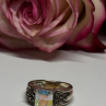 925 Sterling Silver CZ & Marcasite Ring Size 6