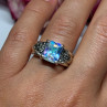 925 Sterling Silver CZ & Marcasite Ring Size 6